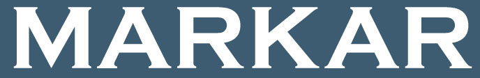 Logotipo de Markar sobre fondo azul